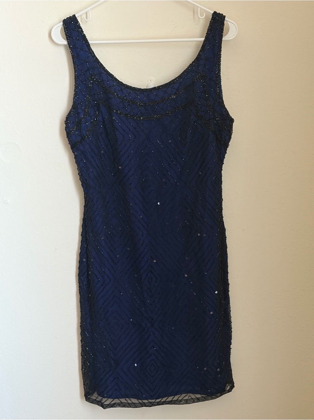 Laurence Kazar Royal Blue Beaded Mini Dress (Nwt)